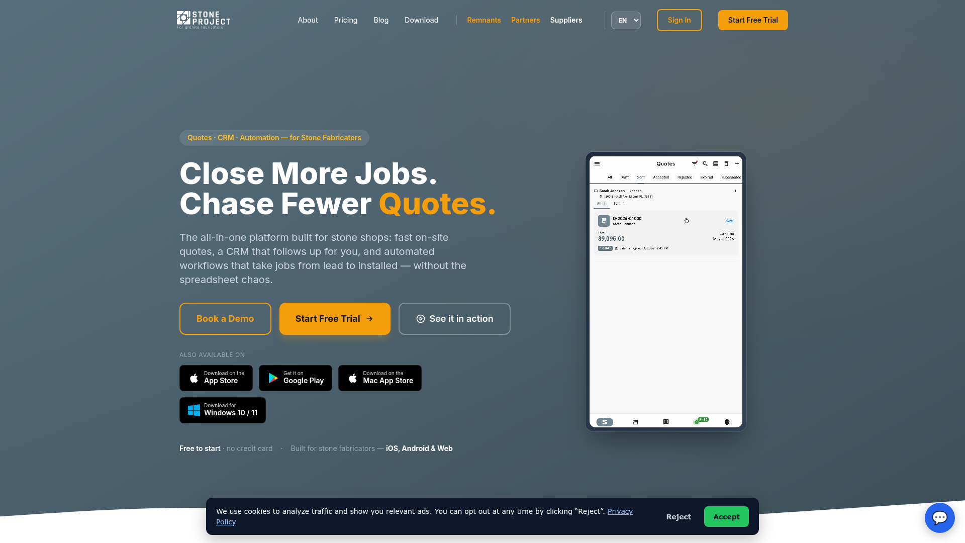 4. Stone Project Homepage